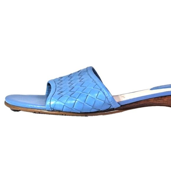 NICKLES PORON 4000 MADE IN BRAZIL BLUE SOFT LEATHER MID HEEL SANDALS SIZE 8M EUC - Picture 6 of 10